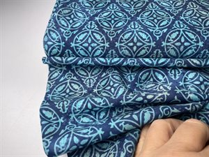 Poplin - unik batik i blå toner